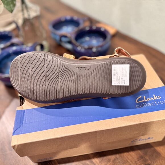 Clarks Collection Laurieann Rena Tan Combi Leather Sandals Women’s 8.5 W NIB - Picture 8 of 10